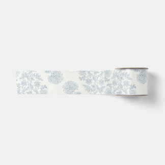 Blauw Vintage Bloemmotief Verpakkings Papier Satijnen Lint