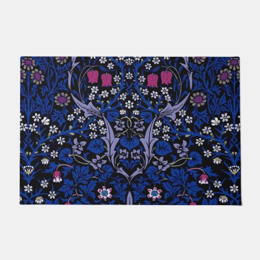 Blauw Vintage Bloemmotief, William Morris Deurmat (Voorkant)