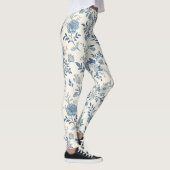 Blauw Vintage Bloempatroon Leggings (Rechts)
