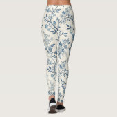 Blauw Vintage Bloempatroon Leggings (Achterkant)