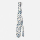 Blauw Vintage Bloempatroon Stropdas (Voorkant)