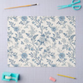 Blauw Vintage Bloempatroon Tissuepapier (Craft)