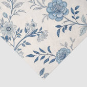 Blauw Vintage Bloempatroon Tissuepapier (Detail)