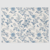 Blauw Vintage Bloempatroon Tissuepapier (Voorkant)
