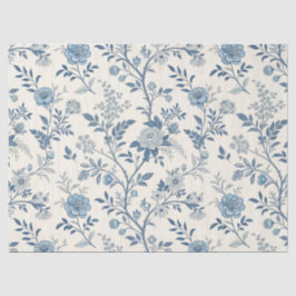 Blauw Vintage Bloempatroon Tissuepapier