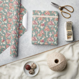 Blauw Vintage Boeket Cadeaupapier