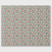 Blauw Vintage Boeket Cadeaupapier (Vlak)