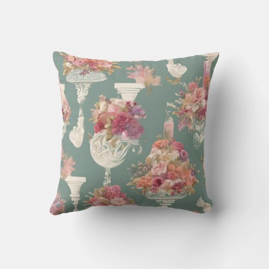 Blauw Vintage Boeket Kussen (Achterkant)