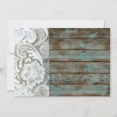 blauw vintage boerenhuis kant landelijke bruiloft kaart (Achterkant)