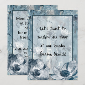Blauw vintage botanische illustratie kaart