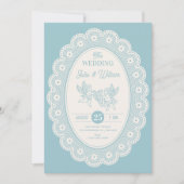 Blauw vintage bruiloft kaart (Voorkant)