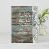 blauw vintage bruiloft met landelijke houten schuu kaart (Staand voorkant)