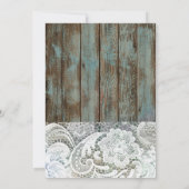 blauw vintage bruiloft met landelijke houten schuu kaart (Achterkant)