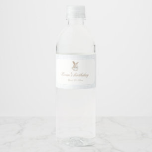 Blauw Vintage Bunny Some Bunny Is Turning One Waterfles Etiket