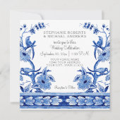 Blauw vintage chinoiserie Aziatisch bloemmotief in Kaart (Voorkant)