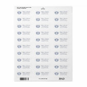 Blauw Vintage Crest Monogram Huwelijk Etiket (Full Sheet)