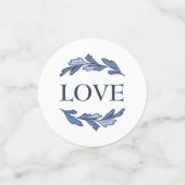 Blauw Vintage Crest Monogram Namen Bruiloft Confetti (Kleine voorkant)