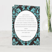 Blauw Vintage Damast Foto Bruiloft Bi-fold (Achterkant)