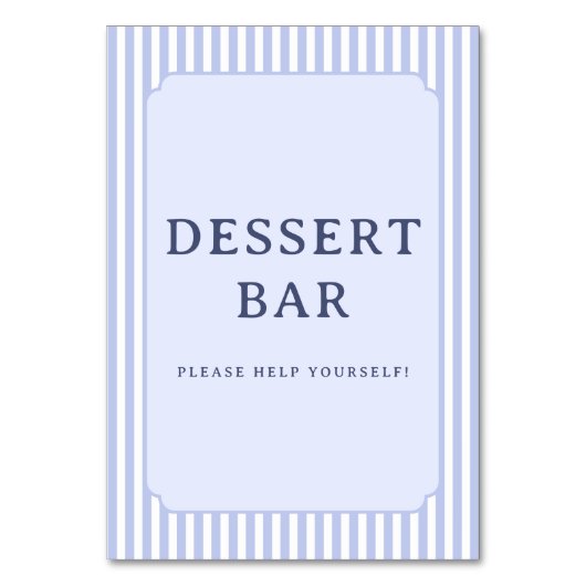 Blauw Vintage Dessert Bar Bord Kaart (Voorkant)