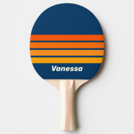 Blauw Vintage Dwarsgestreept met Naam Tafeltennisbatje