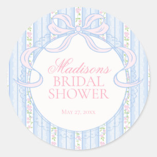 Blauw Vintage Fancy Bloem Bruiloftszegel Ronde Sticker