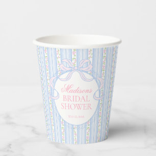 Blauw Vintage Fancy Bloemig Bruidsdiner Papieren Bekers