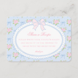 Blauw Vintage Fancy Bloemig Deel Recept Informatiekaartje