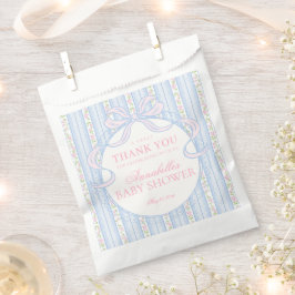Blauw Vintage Fantasie Bloemachtig Baby Shower Des Bedankzakje