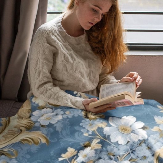 Blauw Vintage Fleece Deken