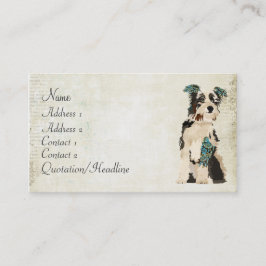 Blauw Vintage Floral Dog Visitekaartje