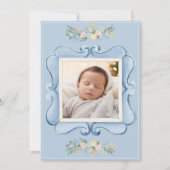 Blauw Vintage Frame Whimsische Baby Aankondiging (Voorkant)