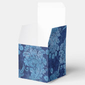 Blauw Vintage Grunge Damast Bedankdoosjes (Geopend)