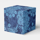 Blauw Vintage Grunge Damast Bedankdoosjes (Achterkant)