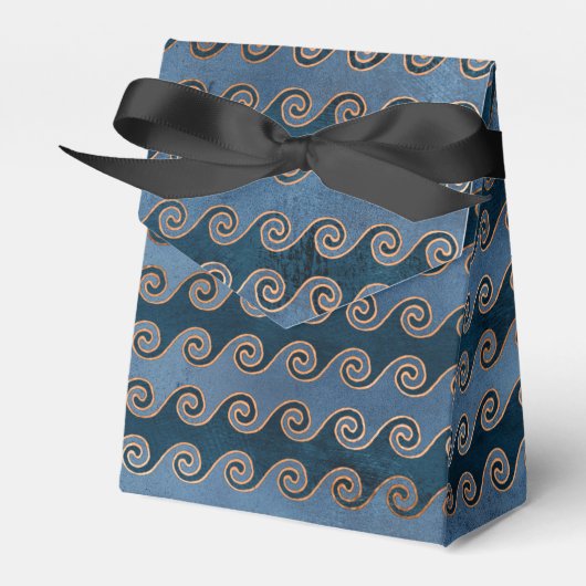 Blauw Vintage Grunge Nautilus Bedankdoosjes (Voorkant Zijde)