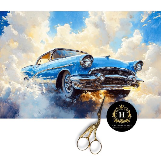 Blauw Vintage Klassieke Auto Decoupage Tissuepapier