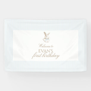 Blauw Vintage Konijn Some Bunny Is Turning One Spandoek