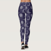 Blauw vintage maan sierpatroon leggings (Achterkant)