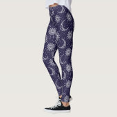 Blauw vintage maan sierpatroon leggings (Links)