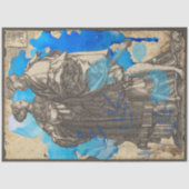 Blauw Vintage Middeleeuws Koppel Decoupage Tissue Tissuepapier (Voorkant)