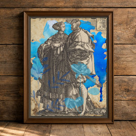 Blauw Vintage Middeleeuws Koppel Decoupage Tissue Tissuepapier