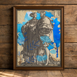 Blauw Vintage Middeleeuws Koppel Decoupage Tissue Tissuepapier
