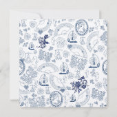 Blauw Vintage Romantisch Verlovingsfeest Kaart (Achterkant)