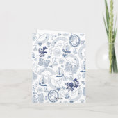 Blauw Vintage Romantisch Vouwkaart Bedankkaart (Achterkant)