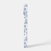 Blauw vintage roos bloemmotief iPhone 15 case (Linkerkant)
