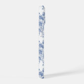 Blauw vintage roos bloemmotief iPhone 15 case (Rechterkant)