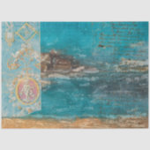 Blauw Vintage Rustieke Textuur Oceaan Decoupage Tissuepapier (Voorkant)