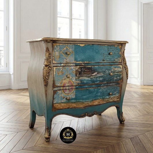 Blauw Vintage Rustieke Textuur Oceaan Decoupage Tissuepapier