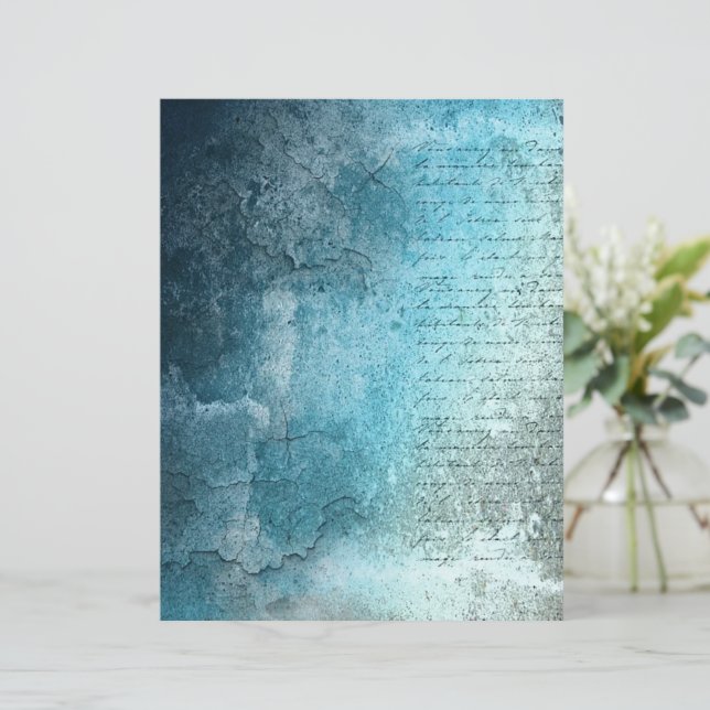 Blauw vintage schrift en textuur (Staand voorkant)