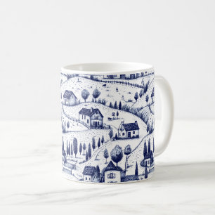 Blauw Vintage Toile - Bomen Landelijke Architectuu Koffiemok
