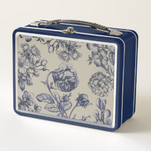 Blauw Vintage Toile Botanisch Bloemmotief Antiek P